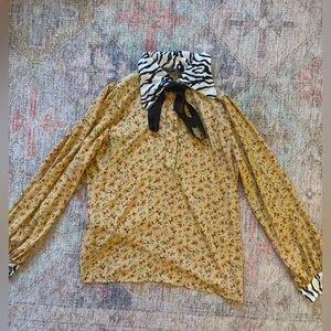 Sister Jane Zebra Print and Floral Collar Blouse